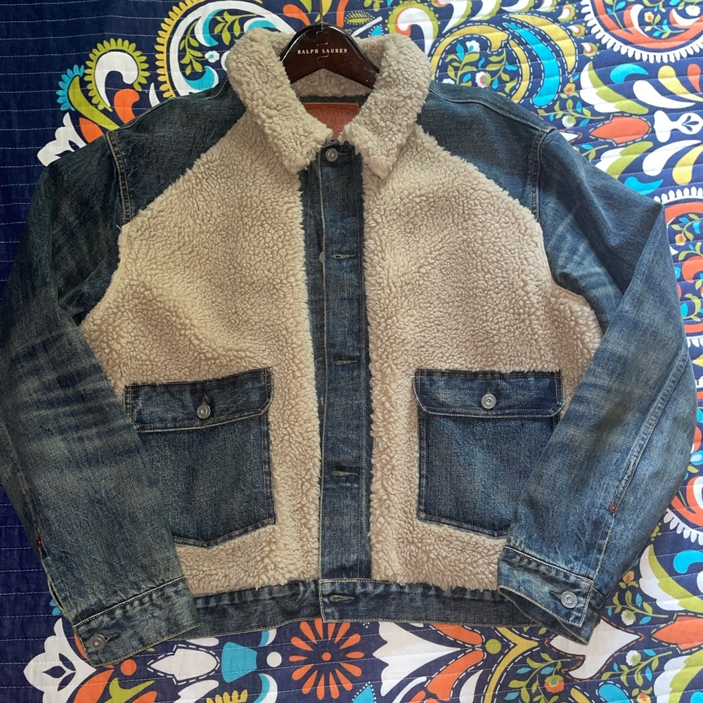 RRL by Ralph Lauren fleece trucker denim jacket
